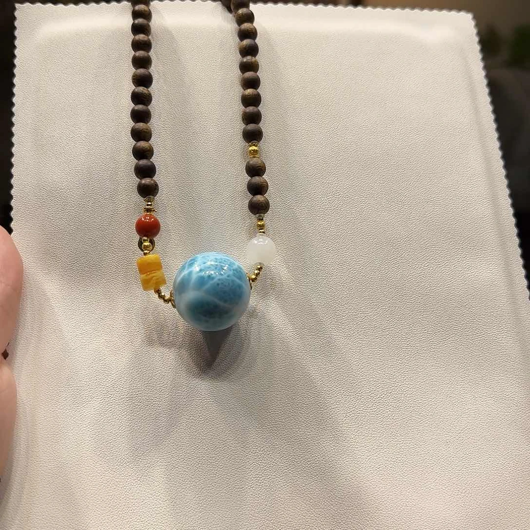 针钠钙石（海纹石）未镶嵌项链25mm海纹石