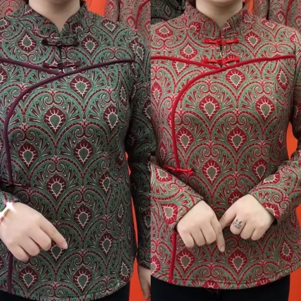 冬季新款立领加绒妈妈衫