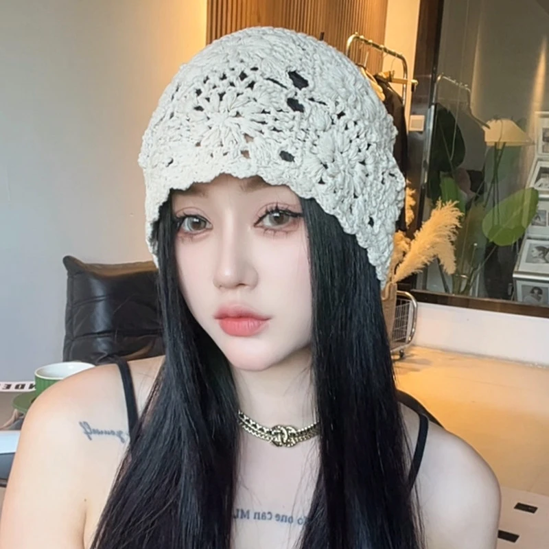 鞠婧祎同款针织子女春秋季大头围显脸小文艺百搭堆堆帽