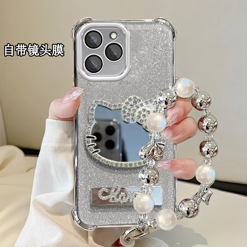 水钻KT猫补妆镜子华为荣耀60SE手机壳四角防摔GIA-AN00全包Honor6