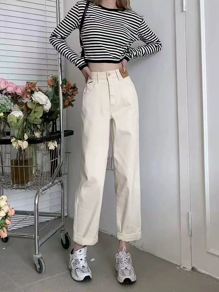 王牌松紧腰夏天必入款纯色百搭软牛仔裤