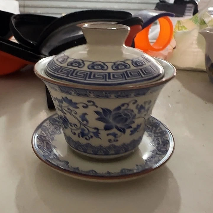 颜瓷闪购链接商品青花盖碗
