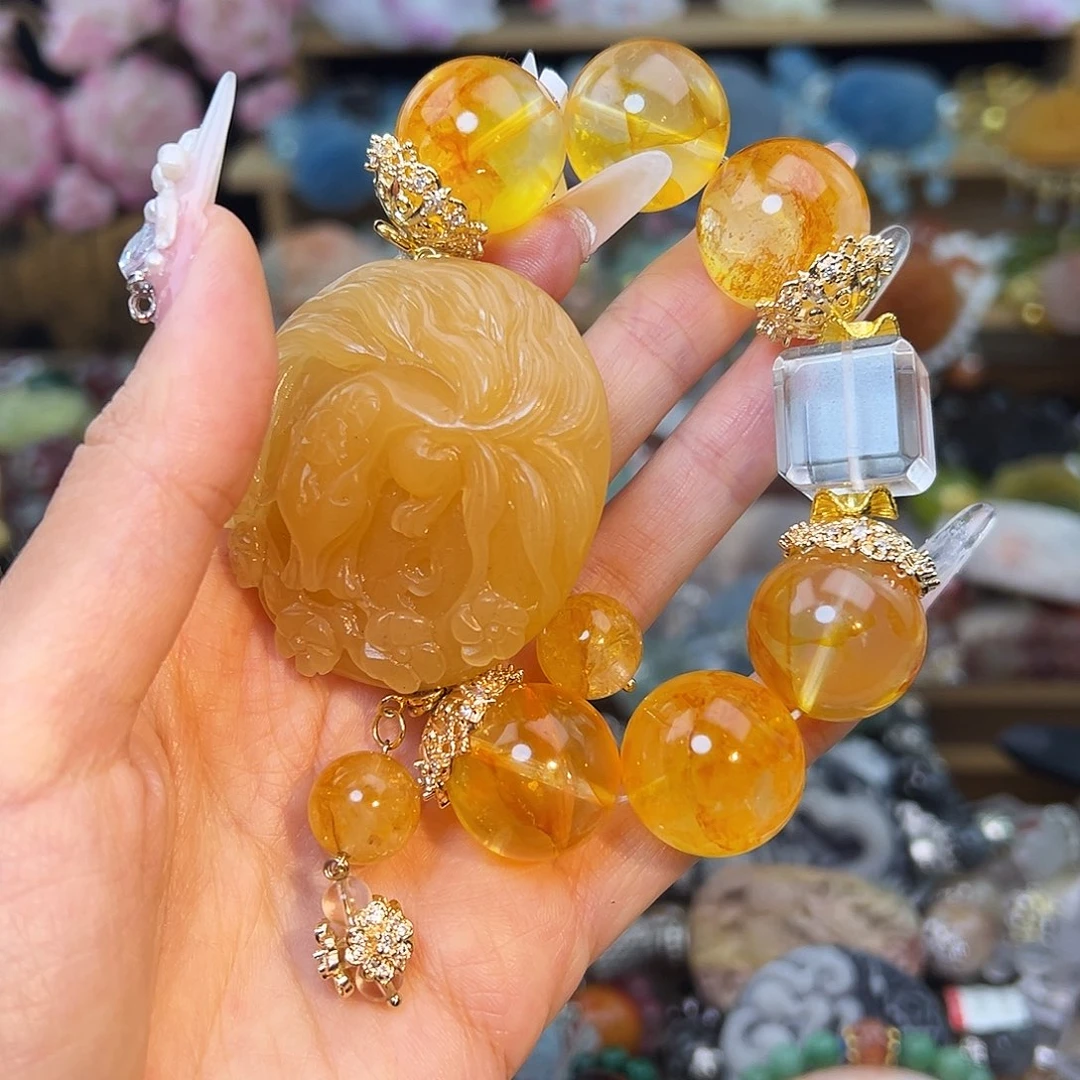 ****茶水晶手串合金水晶