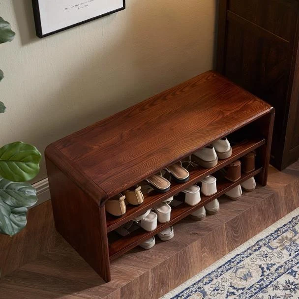 全实木换鞋凳家用门口入户可坐鞋柜坐凳一体进门鞋架免安装穿鞋凳