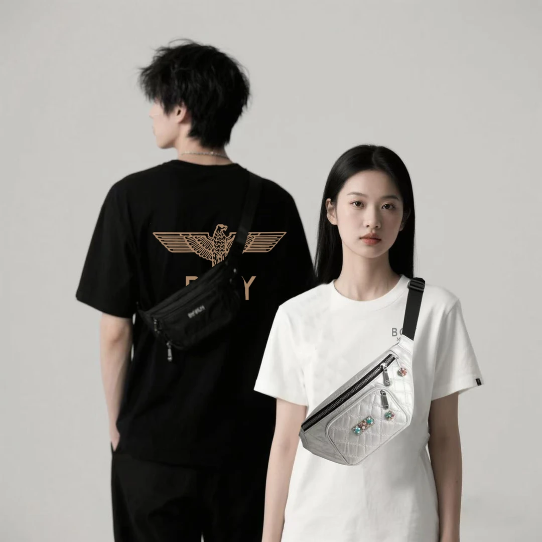 BOYMULEI 夏季新品男女同款休闲时尚百搭情侣烫金圆领T恤-1