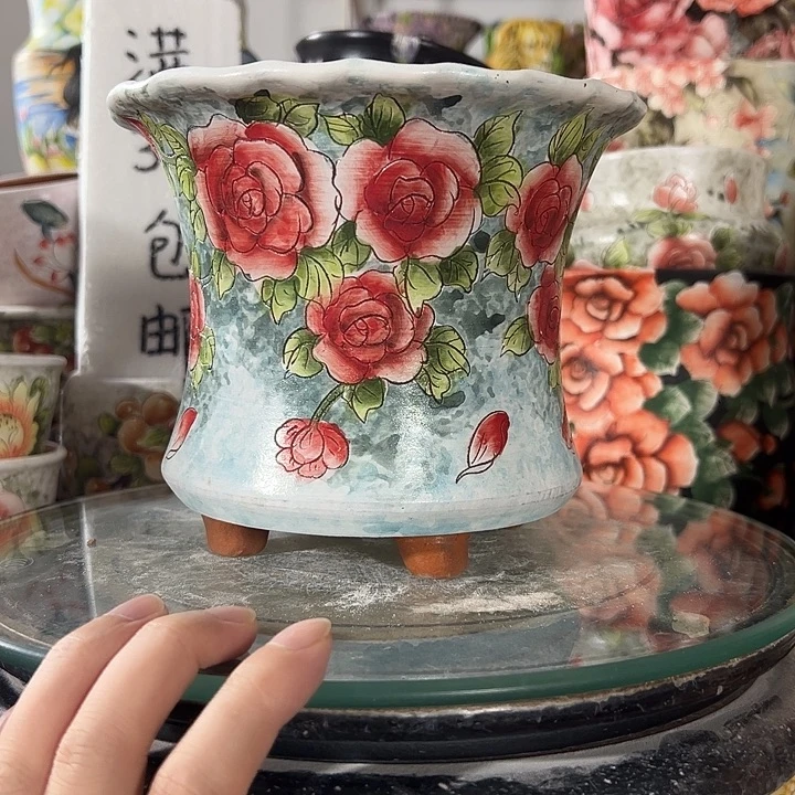 景德镇手绘花盆满38包邮偏远地区除外