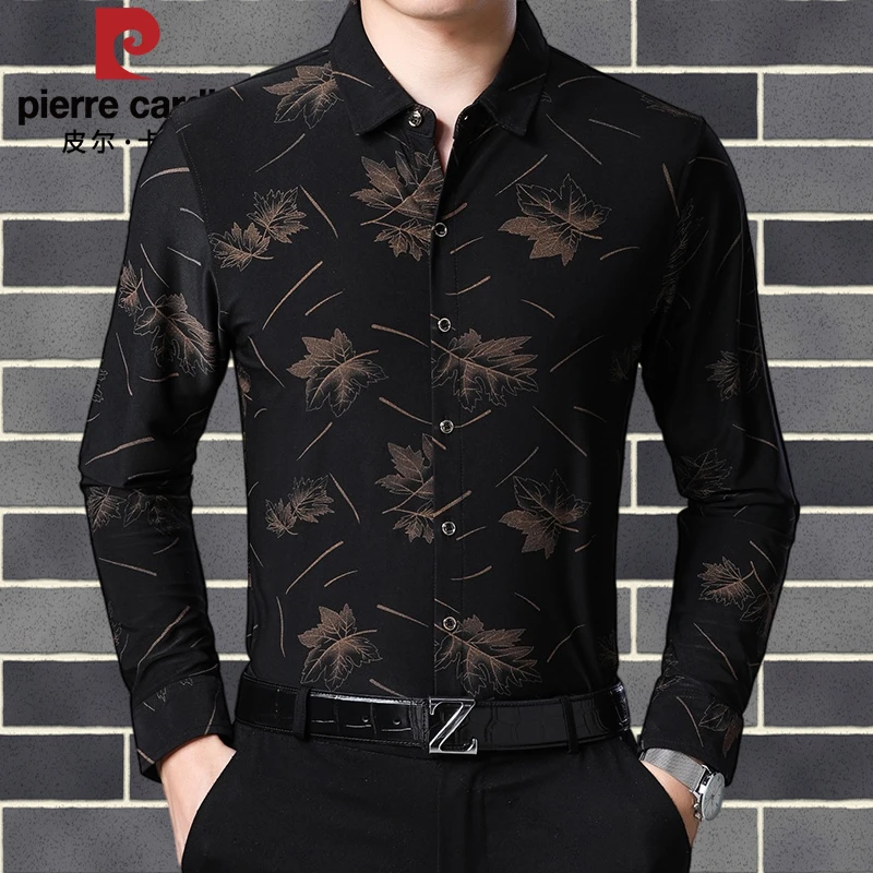 皮尔卡丹尖领长袖休闲大码