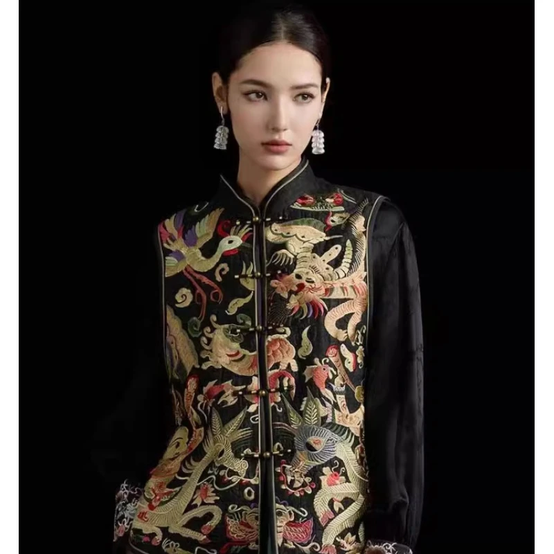 潘新中式风 亦如流水 重工刺绣 马甲 马夹 824622