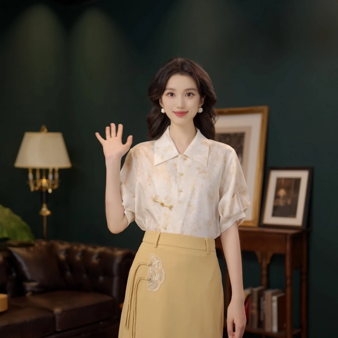 琦琦【糯米肉桂】甜美休闲百搭小众短袖女夏季上衣YE0706548