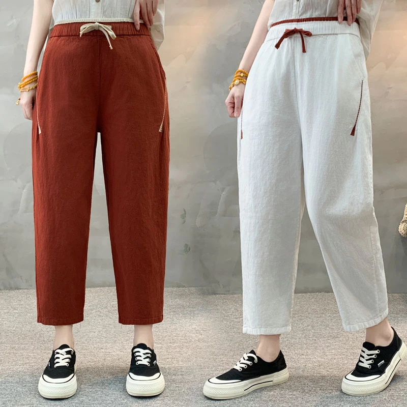 夏季新款宽松裤子女裤高档高质量九分裤新款九分裤小个子薄款