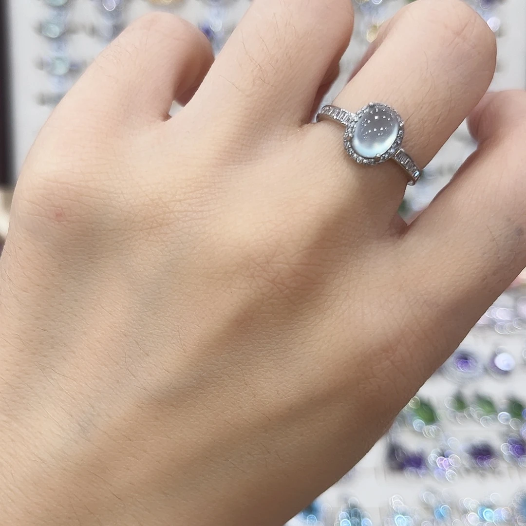 蛇纹石玉银S925镶嵌戒指