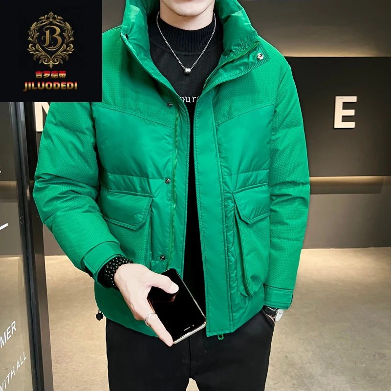 羽绒服男潮牌2025年新款潮流修身轻薄短款立领加厚冬装外套男冬季