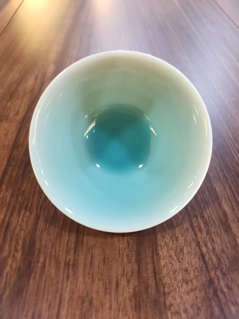 粉青 刻花莲瓣 主人杯 50毫升手工青瓷
