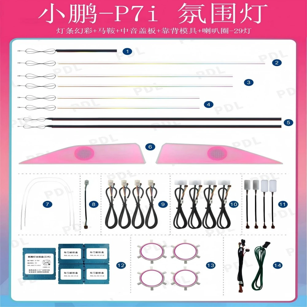 适用于23-24款小鹏P7i专用氛围灯主动式动态光影音乐律动原车屏控