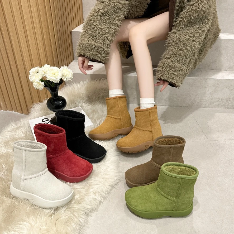 内增高雪地靴女款冬季加绒加厚新款百搭英伦风时尚厚底短靴潮女靴