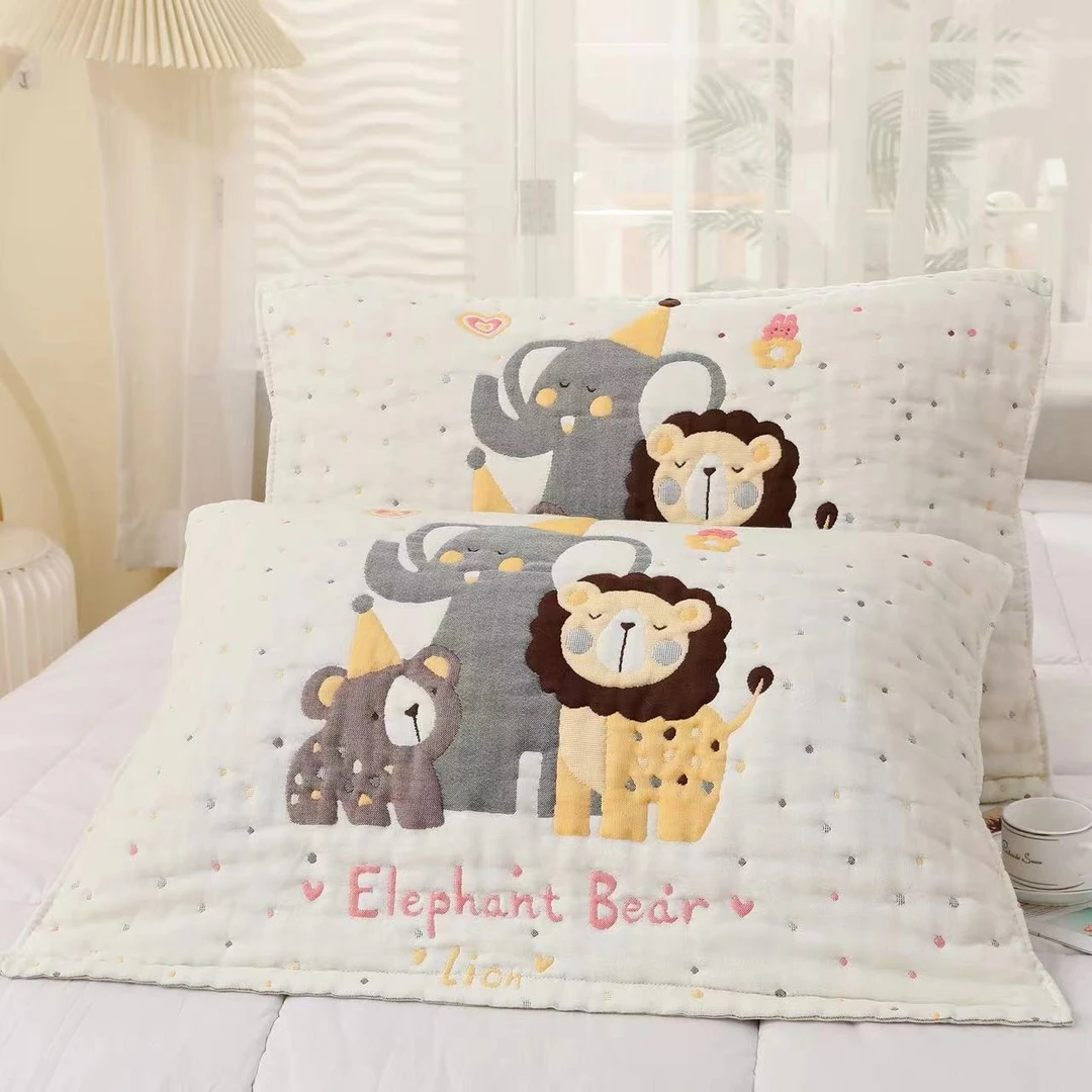 【动物派对】52*78cm 全棉舒适亲肤枕巾一对装