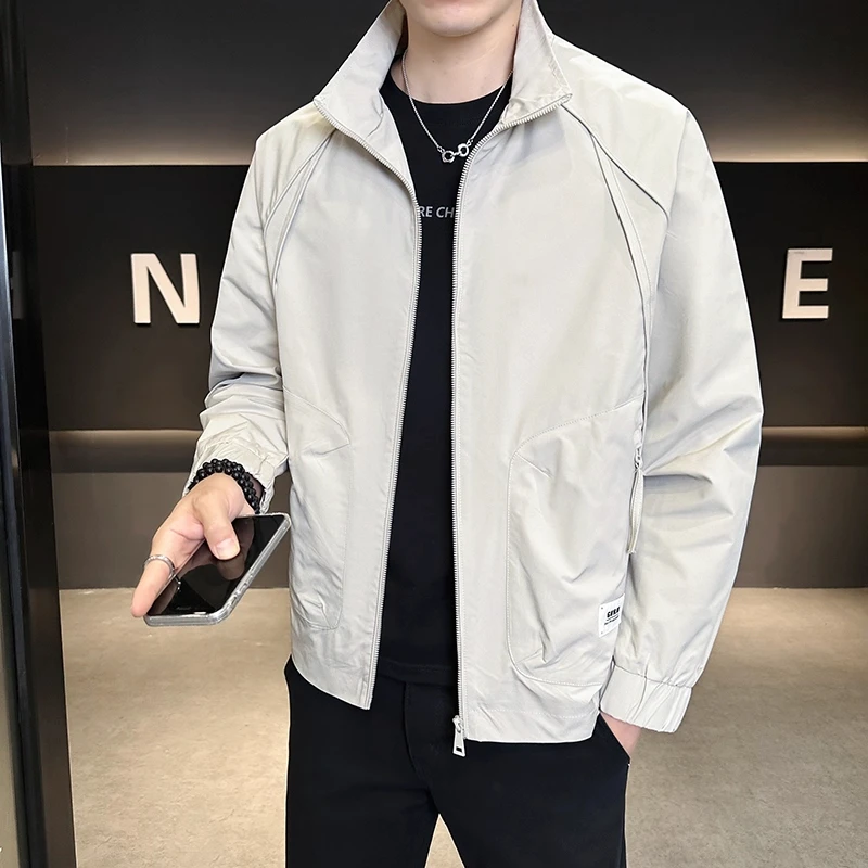 潮牌立领男士夹克外套男款春秋季2025新款男装宽松百搭工装上衣服