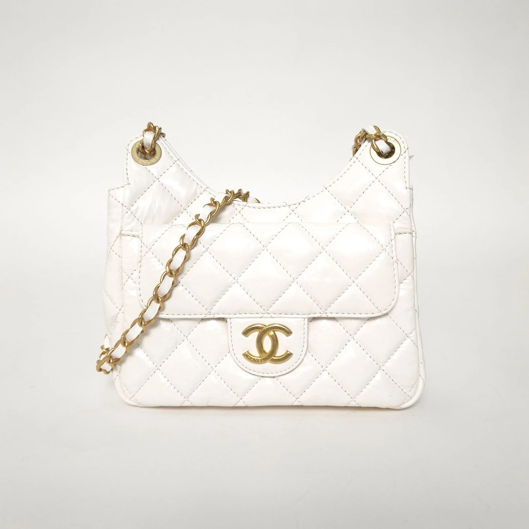 99新 Chanel/香奈儿 小花6欢 23B 斜挎包 小号 白色 芯片开