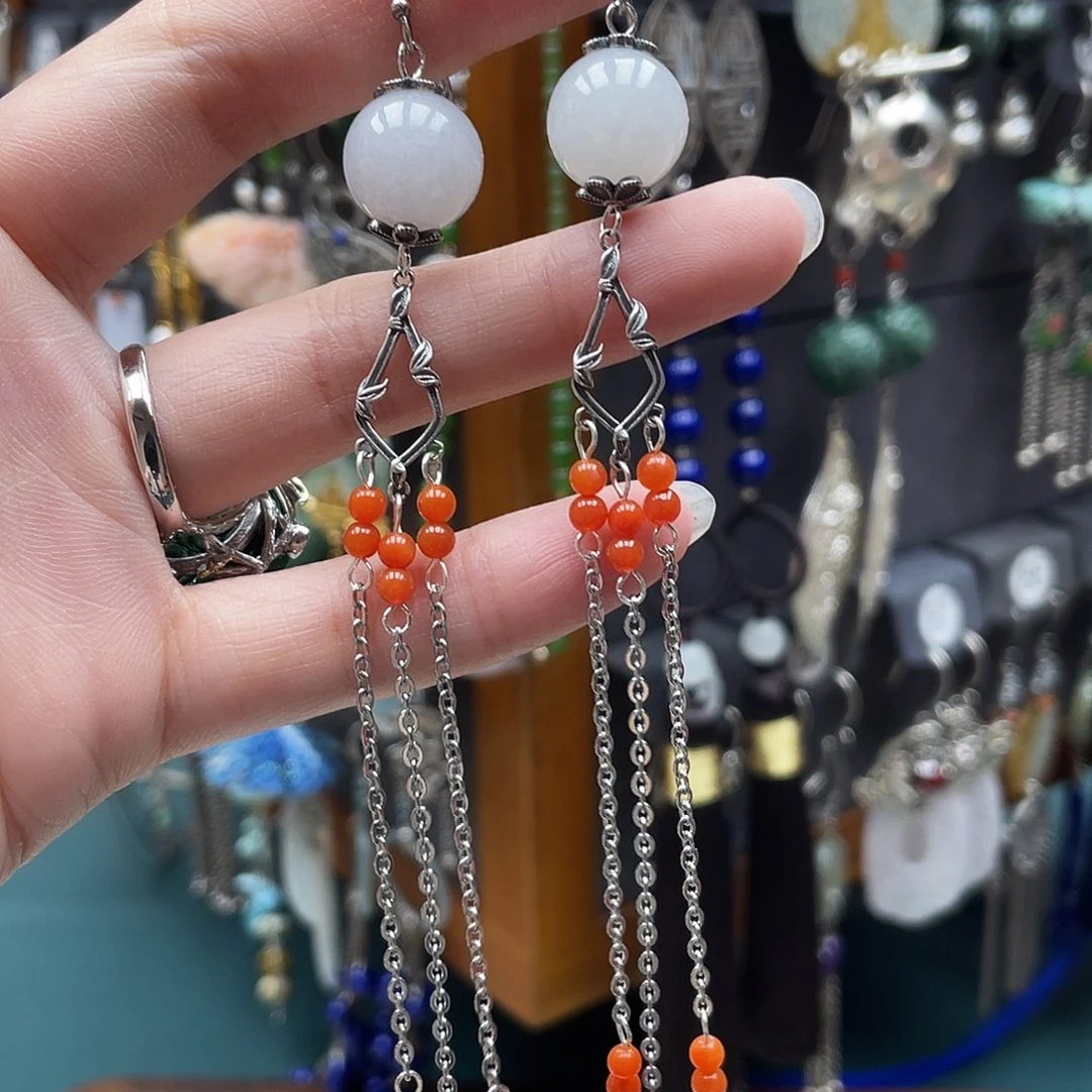 翡翠银S925镶嵌耳饰饰品