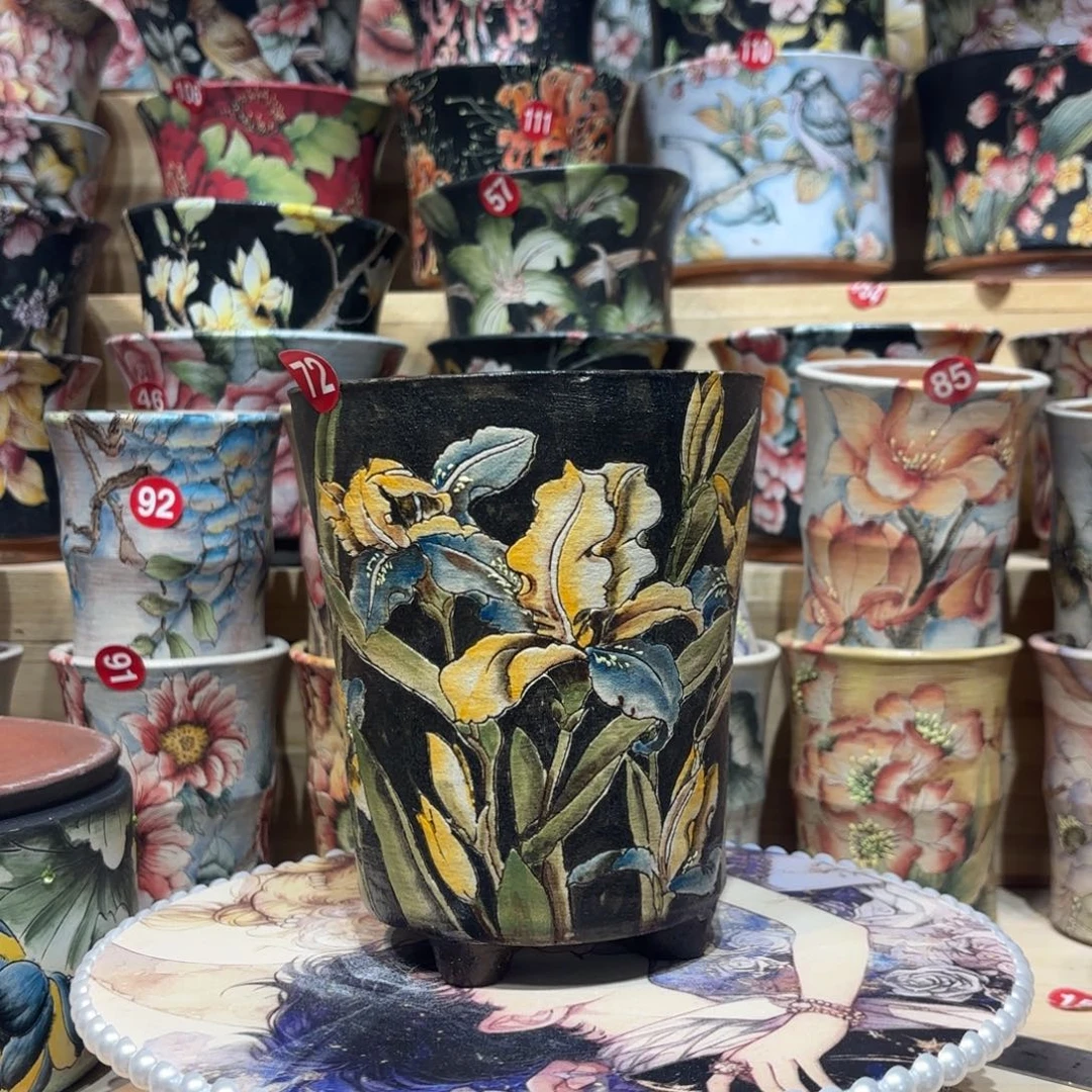 景德镇手绘花盆陶瓷12/15微瑕