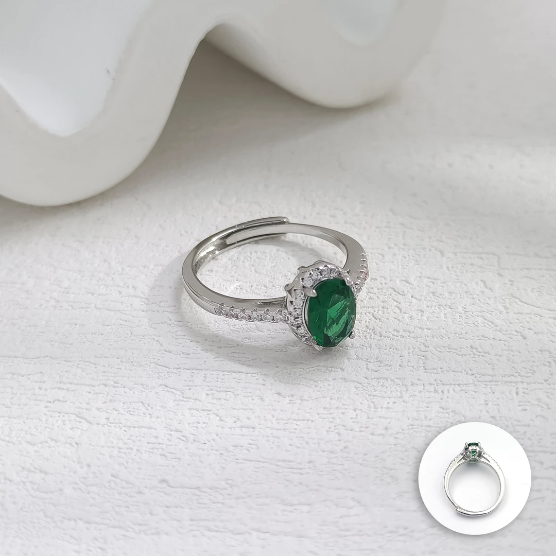 铜合金合成锆石戒指 WHSM-006761【薄荷映夏】戒指轻奢时尚精致简约