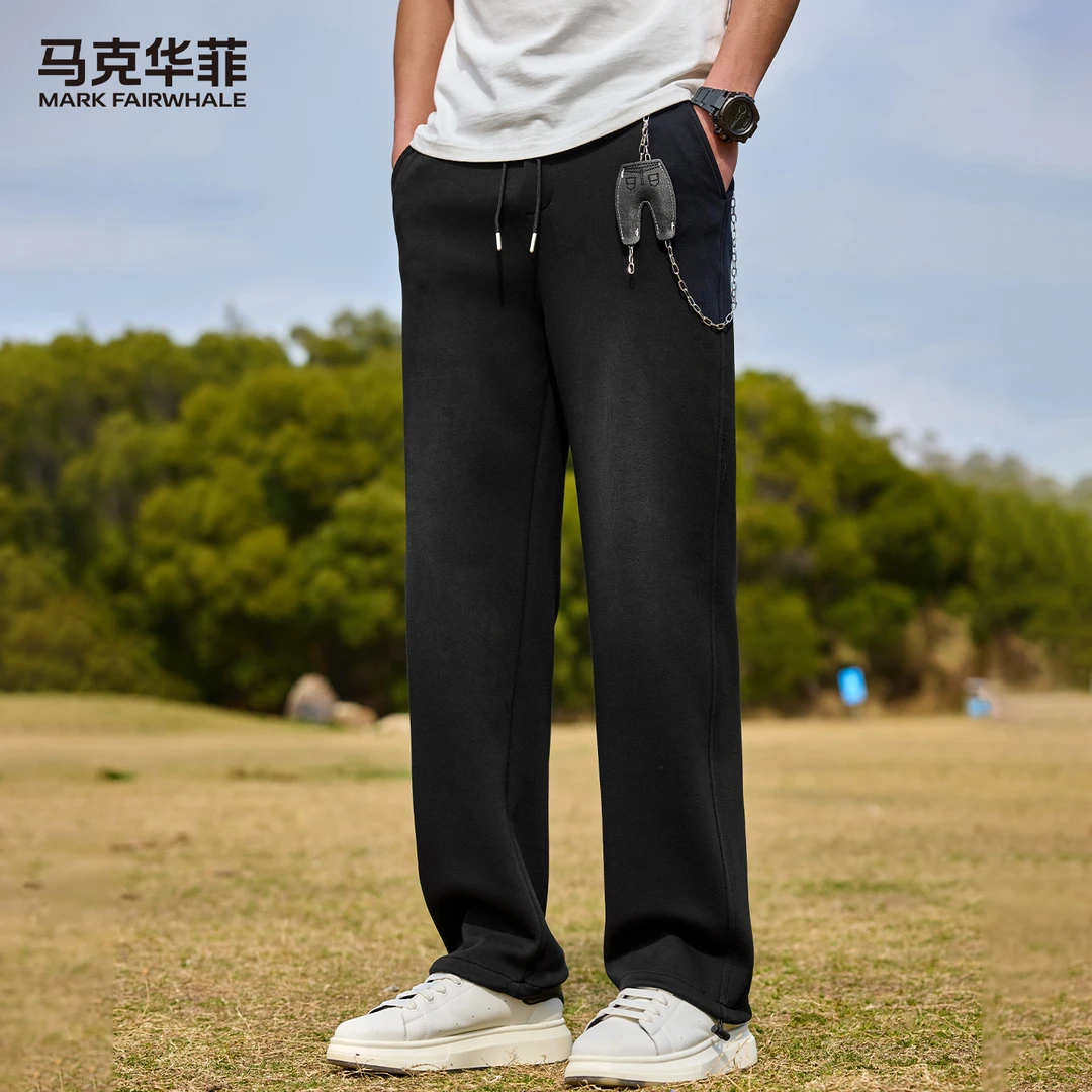 马克华菲夏季水洗渐变休闲裤宽松百搭帅气直筒裤时尚简约男生长裤