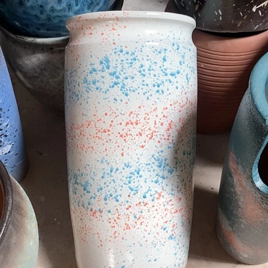 紫砂花盆口22高度43白色