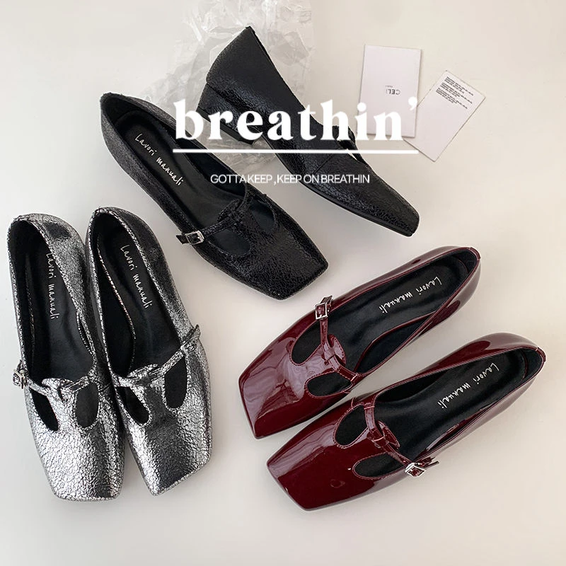 法式T字带扣2025低跟玛丽珍女韩版珍鞋复古方头粗跟小众真皮春秋