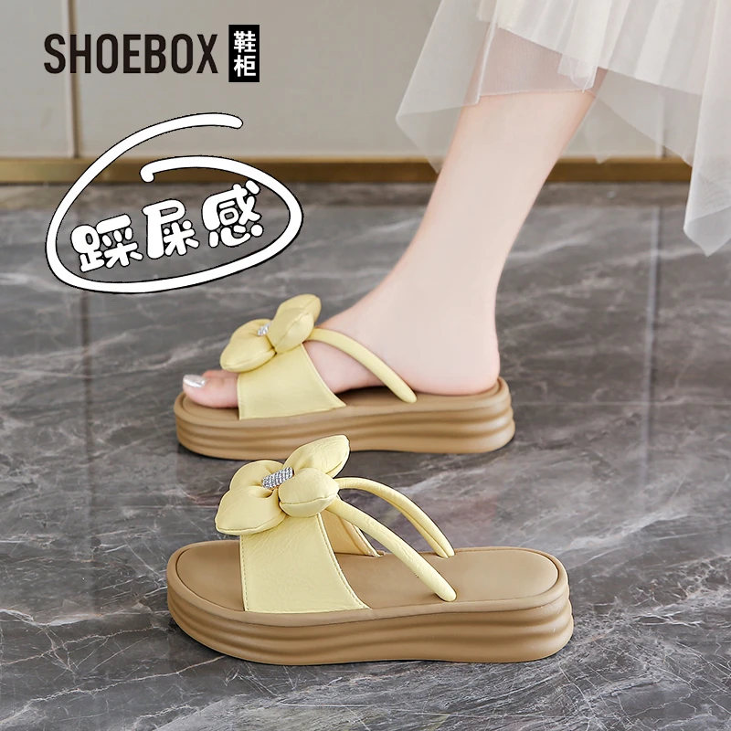 SHOEBOX鞋柜仙女风厚底凉拖鞋女夏外穿新款配裙子花朵沙滩凉拖