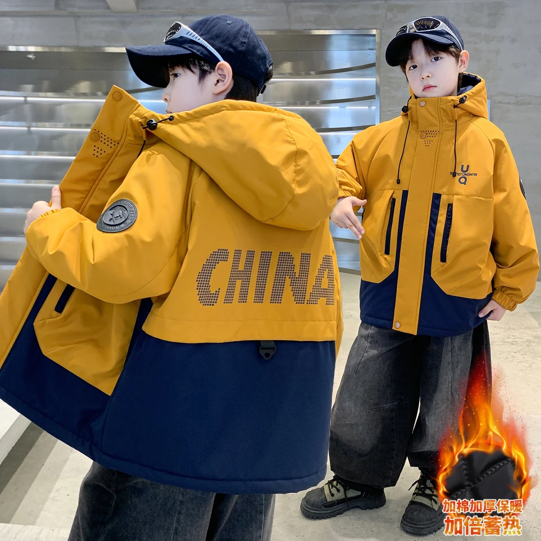 男童棉服外套秋冬款2025新款冬季男孩中大儿童冬装棉衣二棉派克服