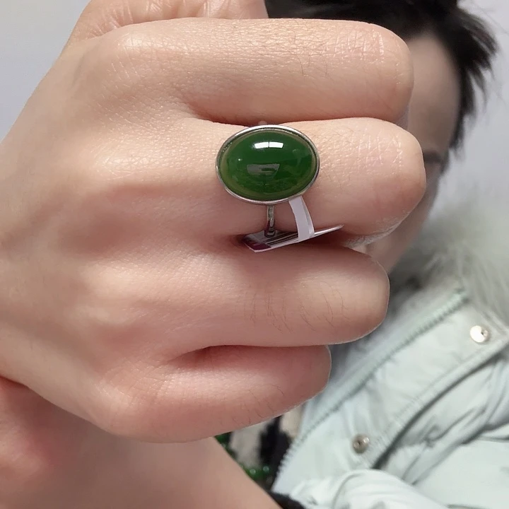 银S925镶嵌戒指和田玉仓库