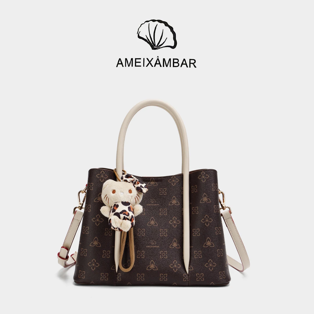 爱美巴时尚轻奢经典限定色单肩斜挎水桶包24615