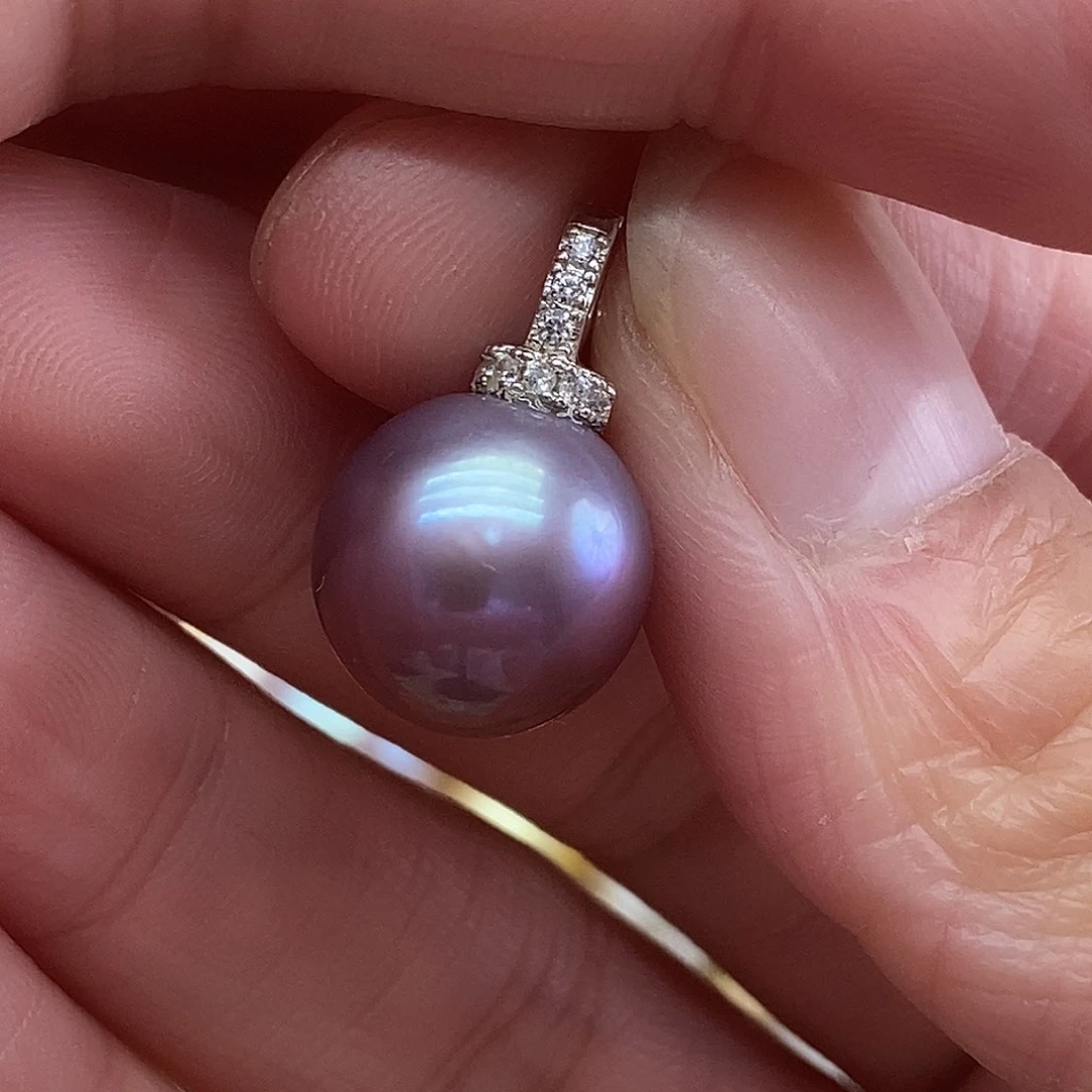 淡水珍珠银S925镶嵌吊坠(不含链)