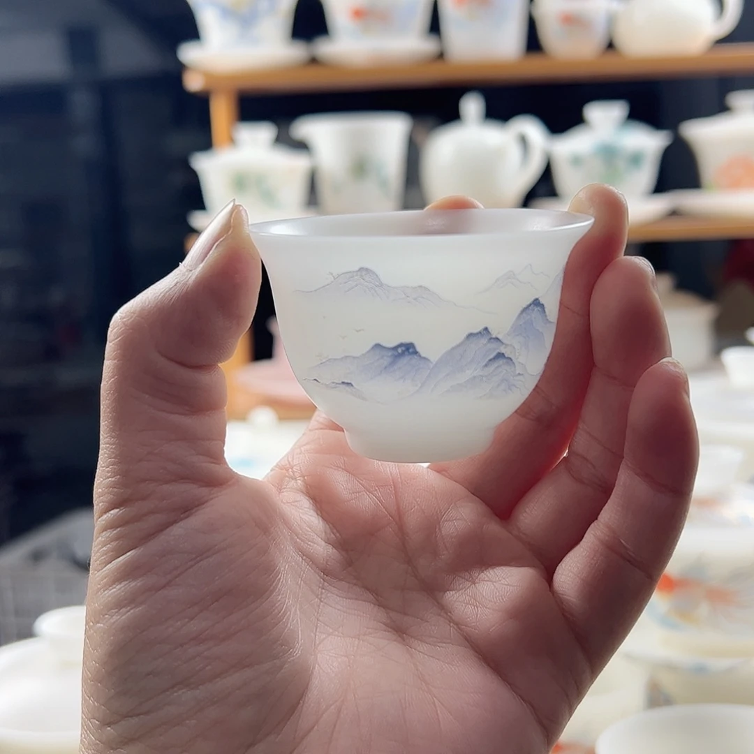 素烧璞玉反口杯60ml-紫色万里山河