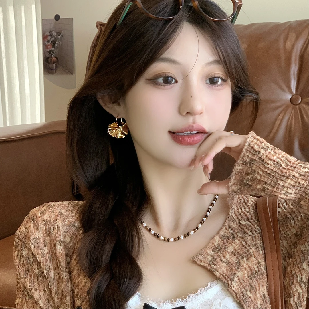 FULL GIRLISH耳环02229金色花朵气质耳钉耳饰