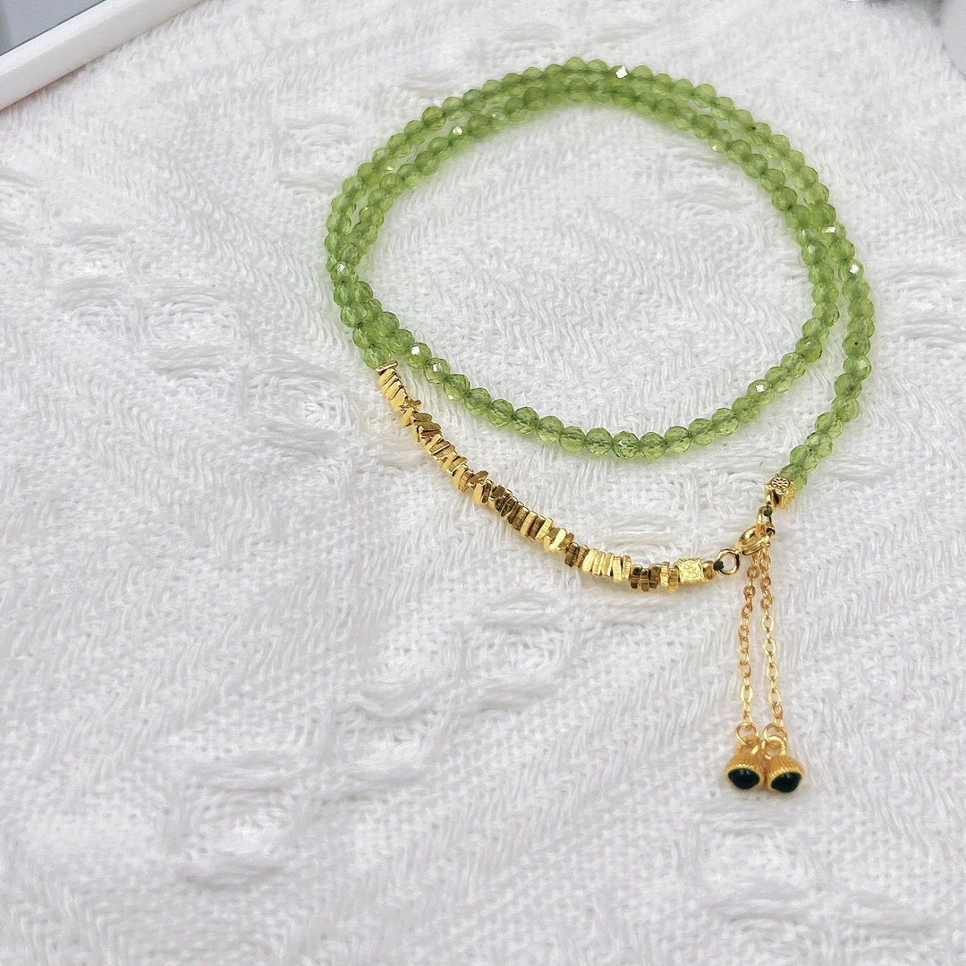 橄榄石绿宝双尾颈链