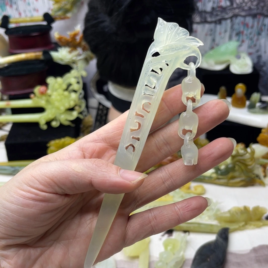 【闪购商品】蛇纹石玉发饰合金