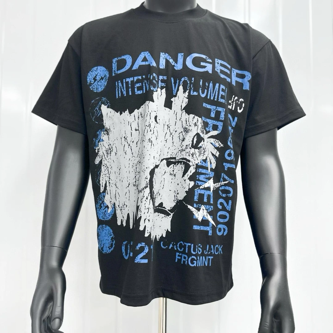 男装特拉维斯斯科特仙人掌杰克碎片设计印花短袖恤