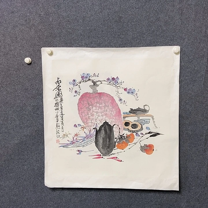 国画四尺斗方花鸟一幅