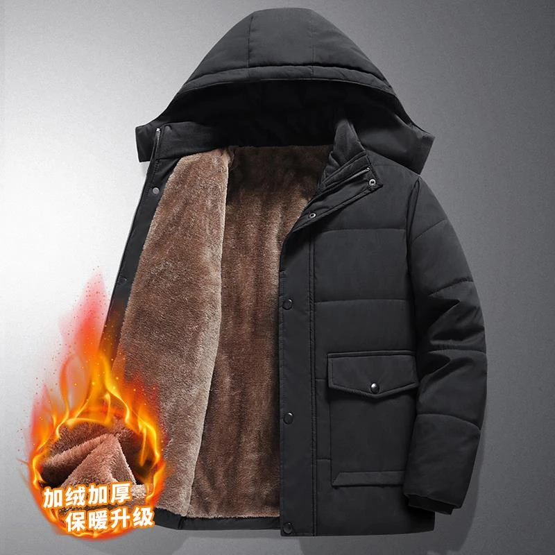 冬装保暖中老年人棉衣男士加绒加厚外套秋冬季爷爷棉服爸爸装棉袄