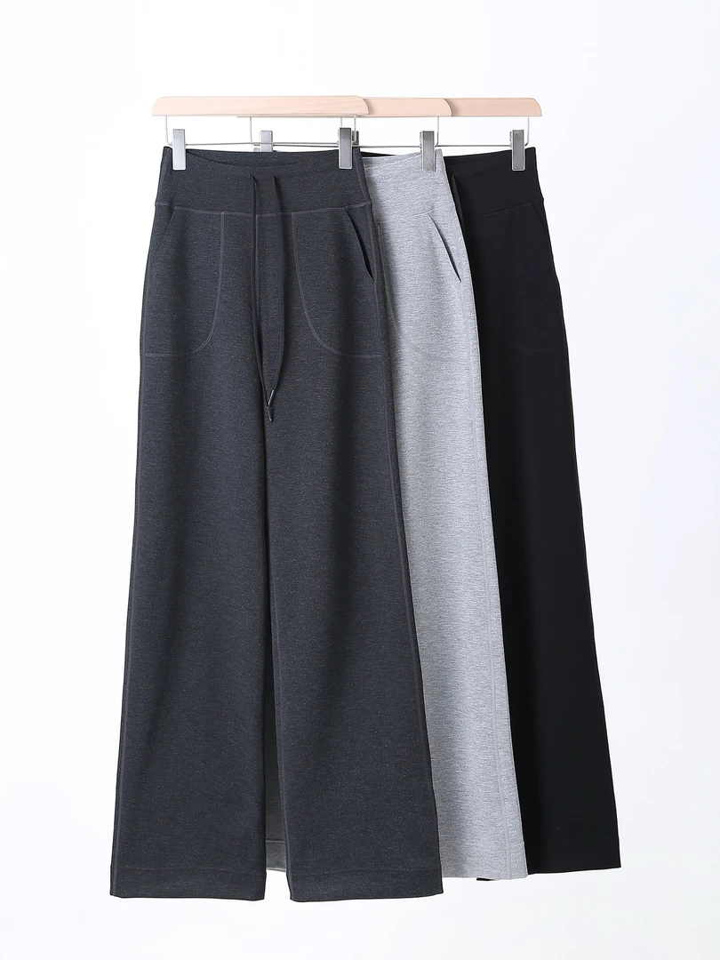 【lu】同款垂感莫代尔高腰阔腿裤高弹塑性裸感长裤运动户外瑜伽裤女