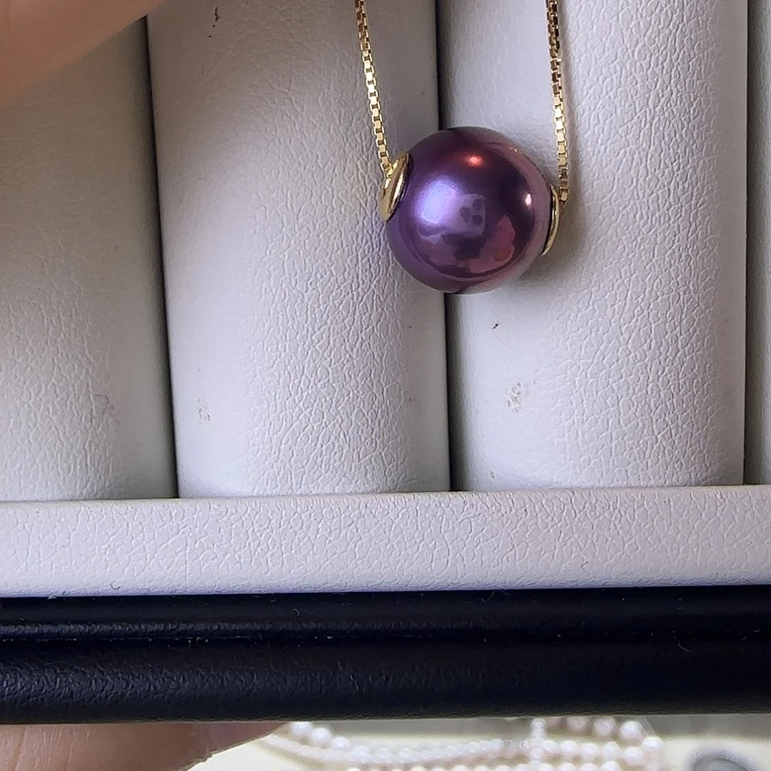 淡水珍珠银S925镶嵌颈饰10～11路路通