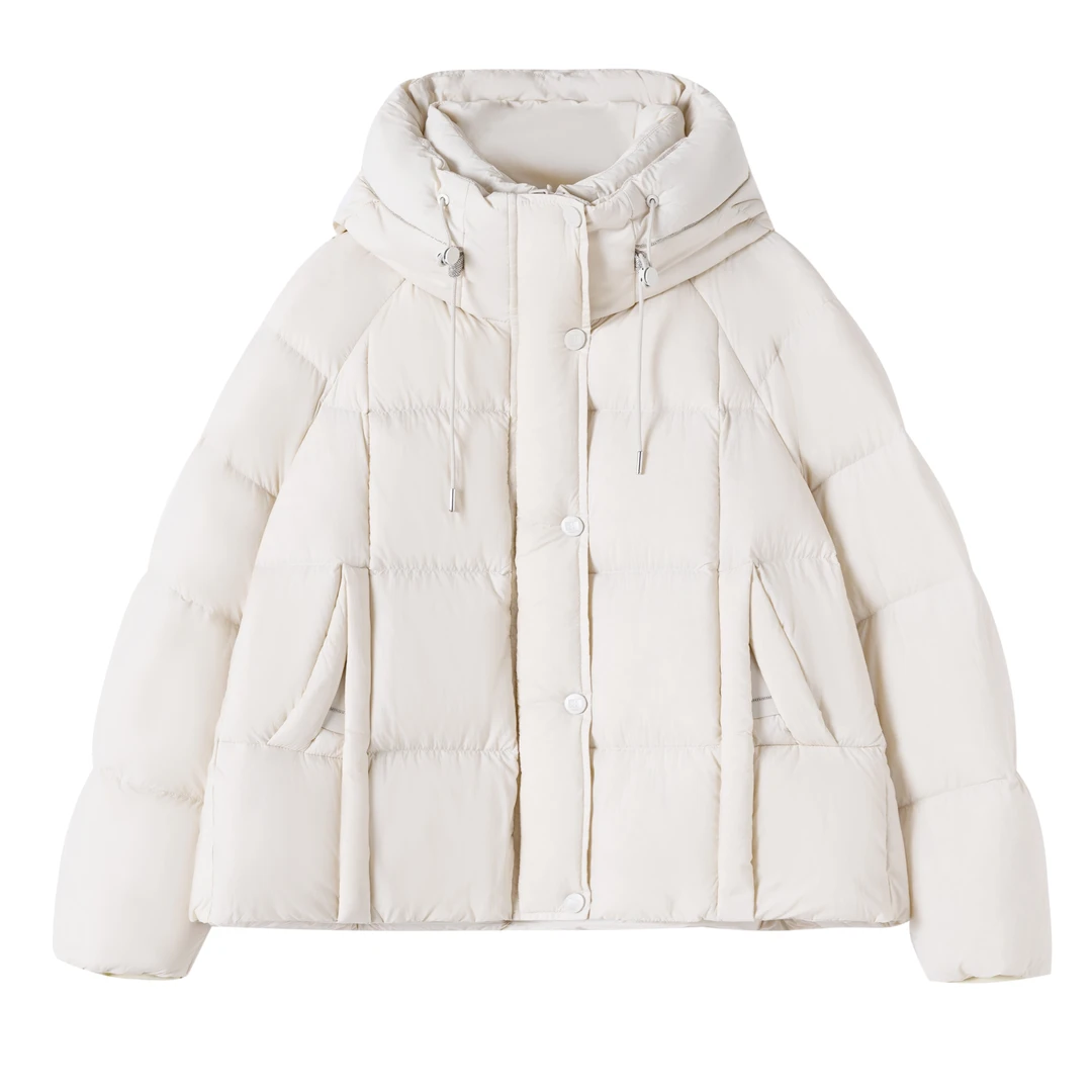 连帽短款纯色宽松保暖百搭面包服羽绒服女6851