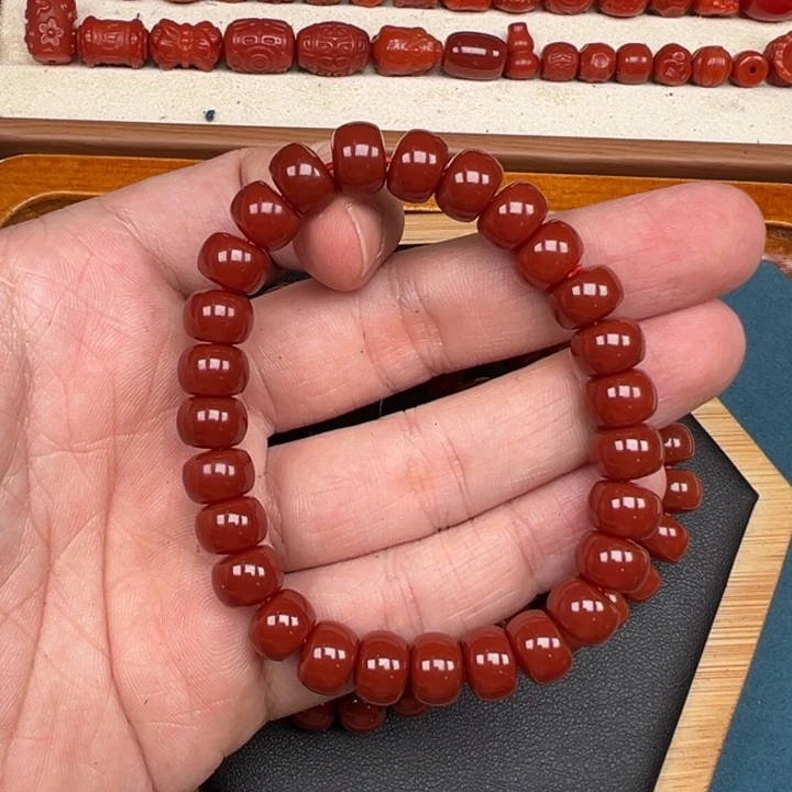 未镶嵌卡10算盘珠手串南红玛瑙