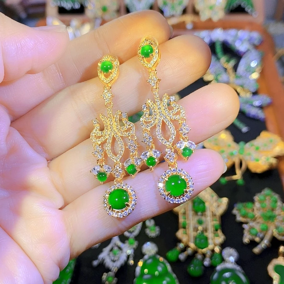 吊坠(不含链)银S925镶嵌翡翠