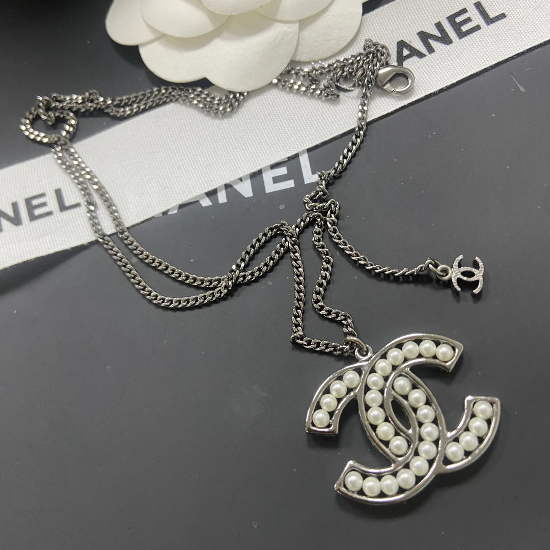 全新未使用 Chanel/香奈儿 经典时尚 珍珠 锵黑色 珍珠 镂空 项链