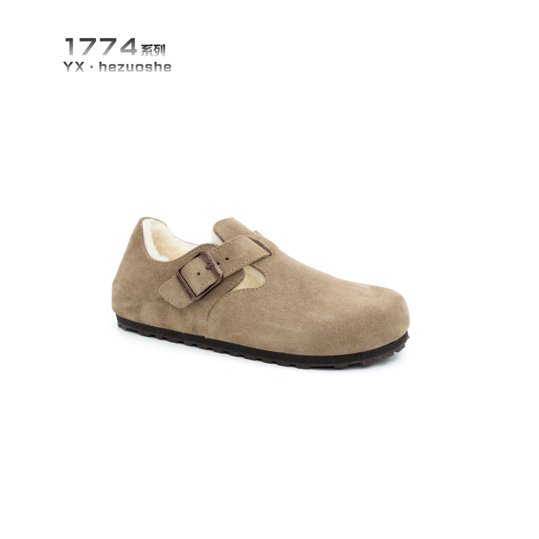 【芳姐】【加绒全包】跟高3CM 1774系列头层牛皮羊皮毛一体勃肯鞋3