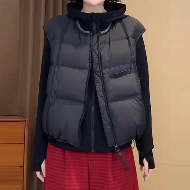 韩版洋气设计感立领马甲外套女秋冬新款潮流休闲宽松保暖加厚马夹