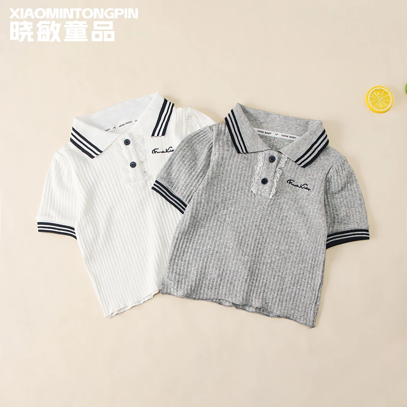 2025年款衣服儿童字母绣花翻领T恤3C4165