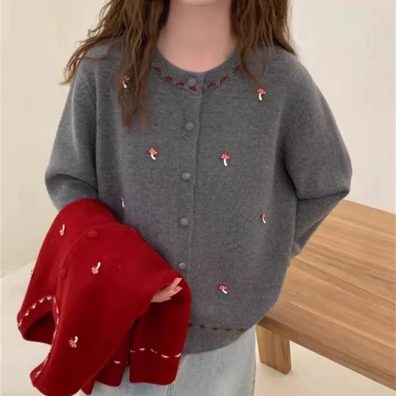 2025春秋季新款时尚洋气减龄百搭圆领针织开衫新中式女装外套上衣